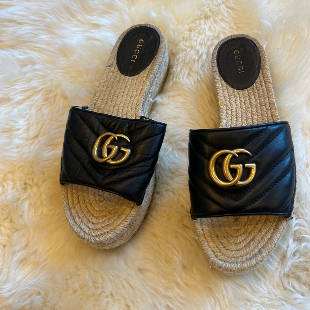 Gucci platform espadrille sandals with GG buckle